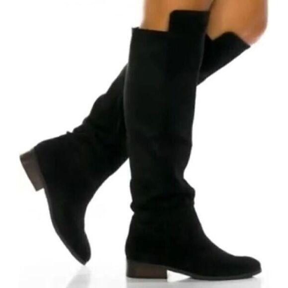 Lucky Brand Women's Sz 8.5M Black Calypso Leather/Suede Over-The-Knee Boots $140 - Picture 1 of 11